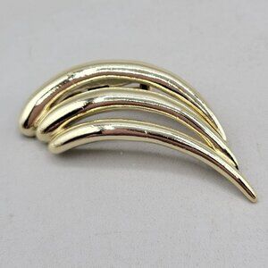 Piscitelli Modernist Gold Tone Curved Brooch Vintage Signed